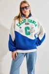 Kadın Kapişonlu California Baskılı Üç İplik Şardonlu Sweatshirt