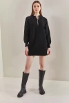 Kadın Çizgili Düğmeli Yumoş Triko Elbise