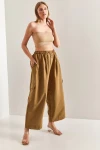 Kadın Beli Lastikli Kargo Cepli Oversize Paraşüt Kumaş Pantolon