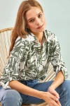 Kadın Multi Desenli Kol Katlamalı Viskon Gömlek