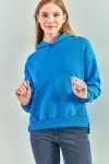 Kadın Ribana Detaylı Kapüşonlu Sweatshirt
