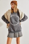 Kadın La Baskılı Üç İplik Şardonlu Sweatshirt