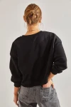 Kadın Baskılı Üç İplik Şardonlu Sweatshirt
