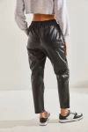 Kadın Beli Lastikli Deri Pantolon