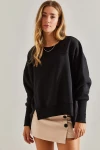 Kadın Üç İplik Şardonlu Oversize Sweatshirt