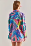 Kadın Multi Desenli Renkli Keten Gömlek 60101017