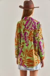 Kadın Multi Desenli Renkli Keten Gömlek 60101017