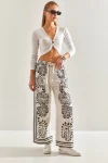 Bianco Lucci Kadın Beli Lastikli Desenli Pantolon 60201016
