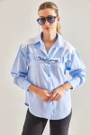 Bianco Lucci Kadın Çizgili Arkası Baskılı Gömlek 60181030