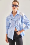 Bianco Lucci Kadın Çizgili Arkası Baskılı Gömlek 60181030