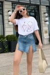Bianco Lucci Kadın Love Nakış İşlemeli Penye Tshirt 60211004