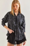 Bianco Lucci Kadın Modal Kumaş Tek Cepli Desenli Gömlek 60211024