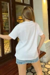 Bianco Lucci Kadın Nakış İşlemeli Penye Tshirt 60211010