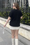 Bianco Lucci Kadın Yakası Taş İşlemeli Penye Tshirt 60211011