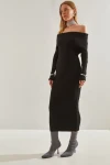 Kadın Degaje Yaka Triko Elbise